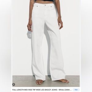 Zara TRF High Rise Wide Leg Jeans White